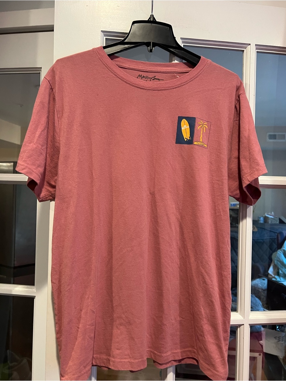 Corona Men's Short Sleeve Crewneck T-Shirt - Dusty Rose with Yellow Graphic